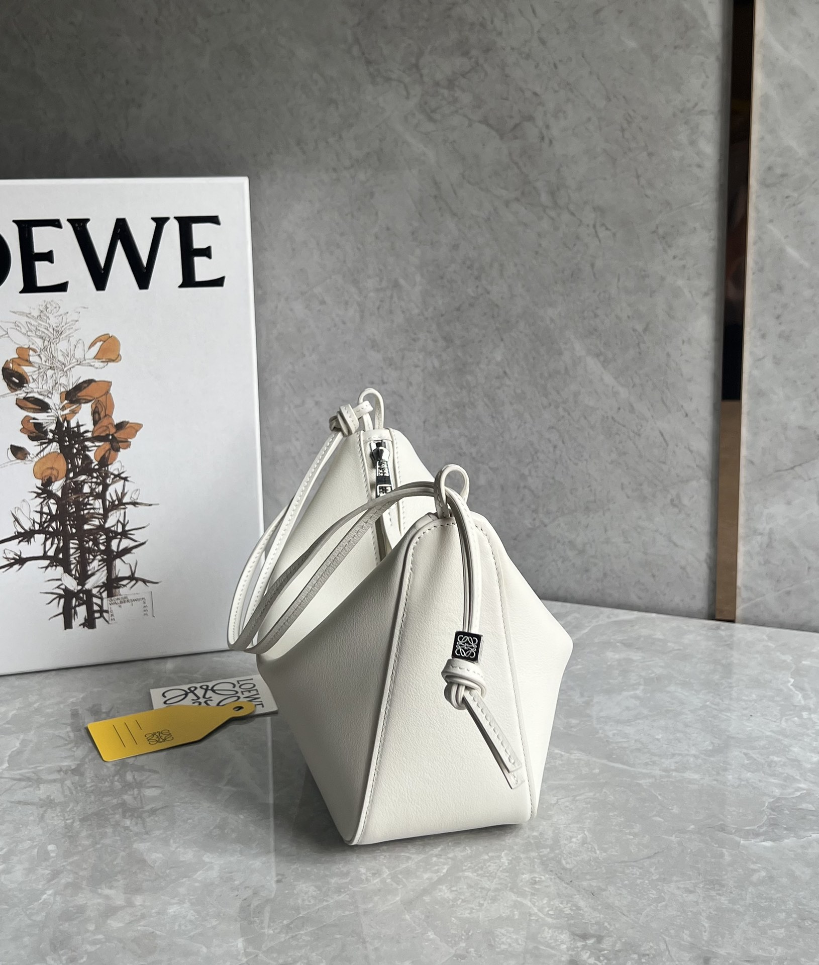 Loewe Mini Hammock Hobo Bag in Classic Calfskin White